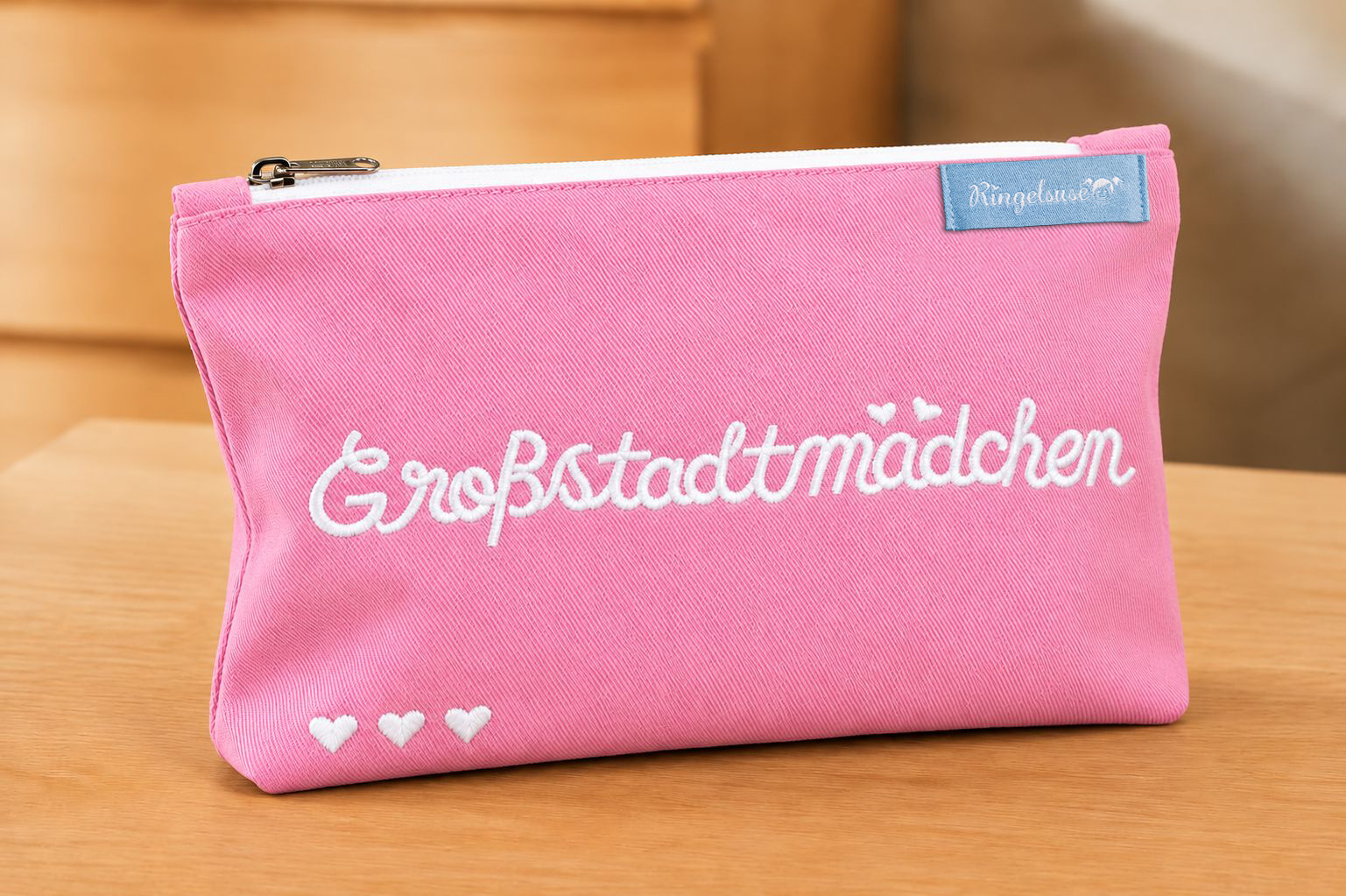 Kosmetikbeutel „Großstadtmädchen“ rosa